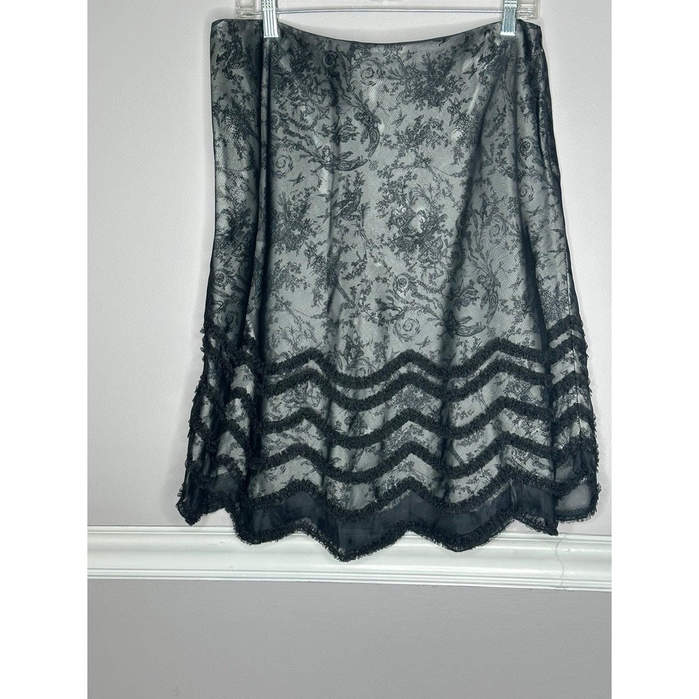 VTG Kay Unger Skirt Dressy Goth Black size 16 Wedding sheer Overlay Lined Lace